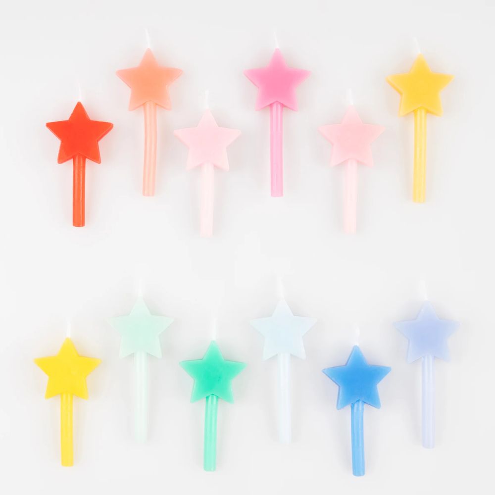 Meri Meri - Rainbow Star Birthday Candle Set - Multicolor - 12 Pcs