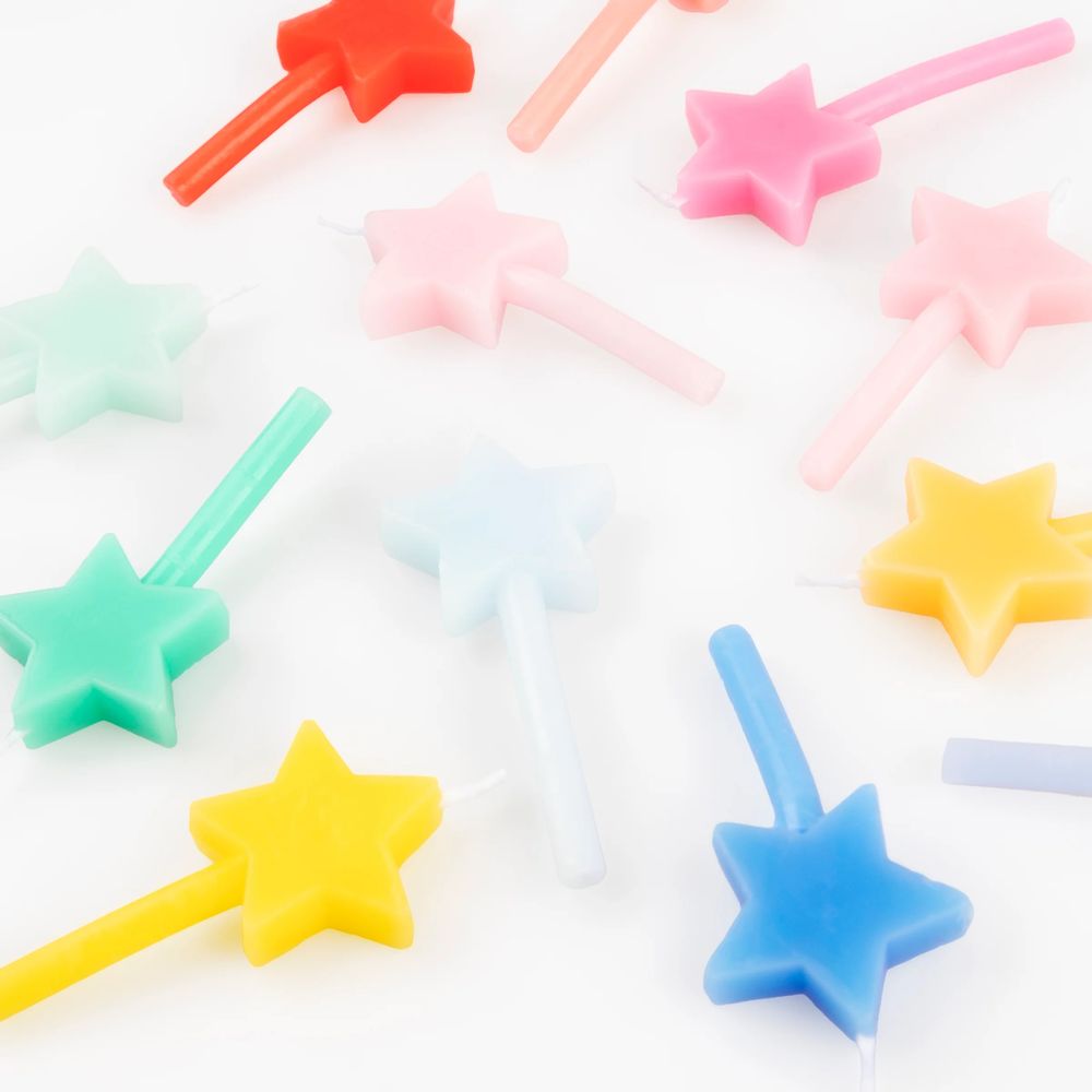 Meri Meri - Rainbow Star Birthday Candle Set - Multicolor - 12 Pcs