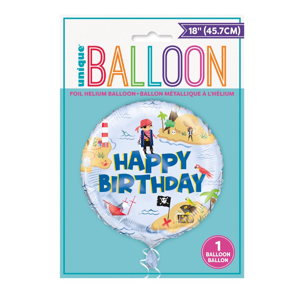 Unique - Ahoy Pirate Round Foil Birthday Balloon - Multicolor - 45.7 cm