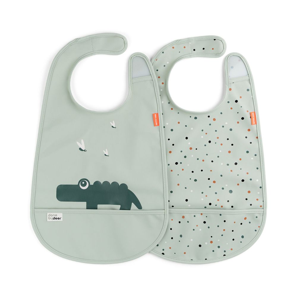 Done By Deer - Bib With Velcro - Croco - Pack of 2 - Green