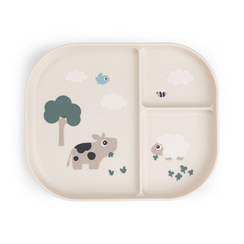 Done By Deer - Foodie 3 Compartments Plate - Tiny Farm - Sand