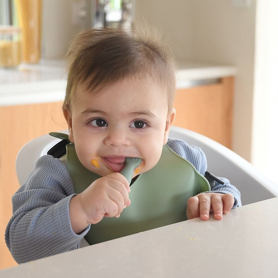 Beaba - Silicone Pre-Spoons - Sage Green/Velvet Grey - 2pcs