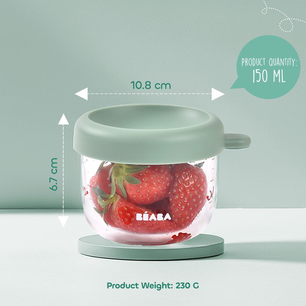 Beaba Glass Baby Food Jar - Sage Green - 150ml