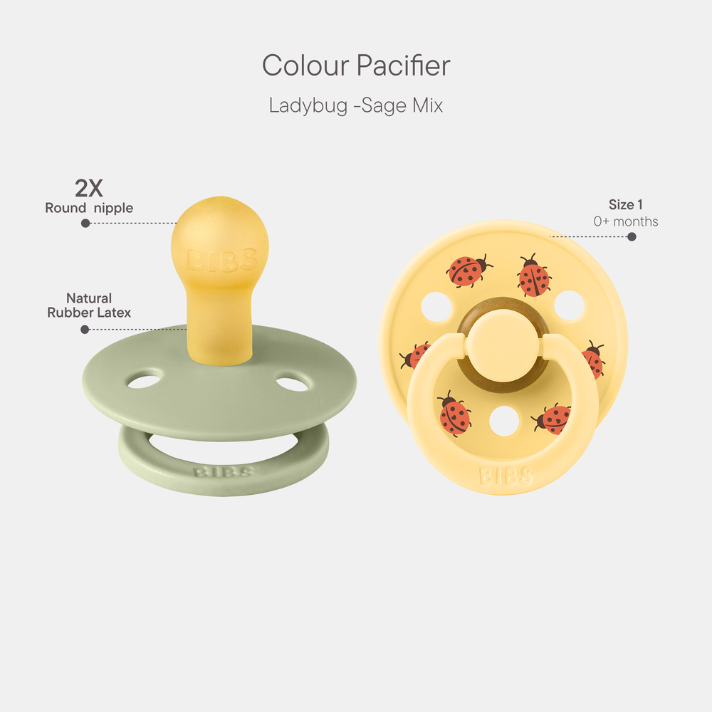 Bibs - Pacifier Studio Ladybug Latex Size 1 Sage - 2pcs