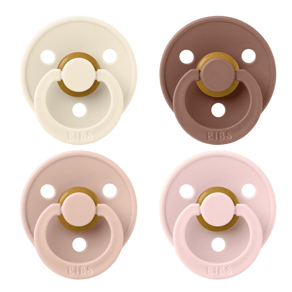 BIBS - Colour Round Latex Pacifier Pack Of 4 Size 2 - Ivory Blush Woodchuck
