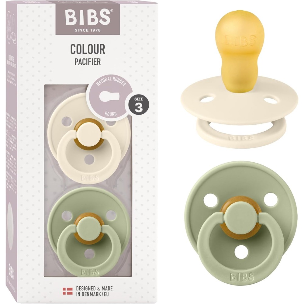 Bibs - Colour Pacifier - 18M+ - 2pcs- Ivory/SageÂ - Size 3