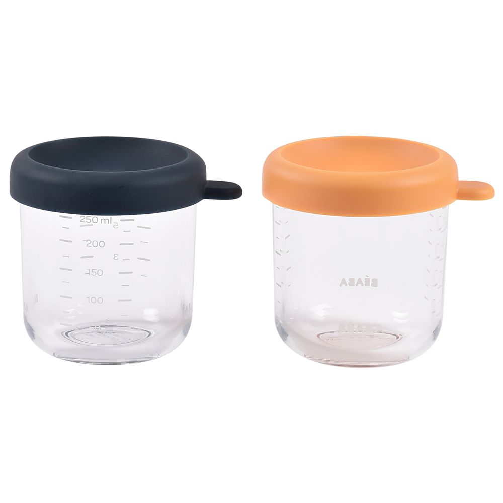 Beaba Conservative Glass Food Containers - Night Blue/Honey - 250 ml - 2pcs