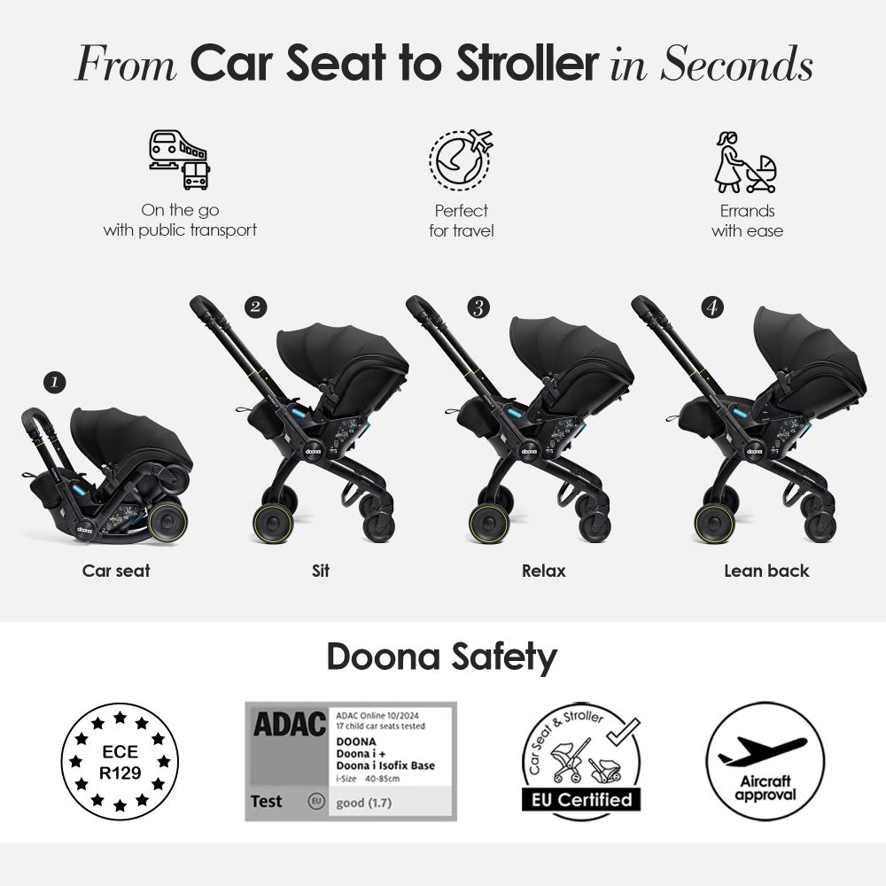 Doona - X Infant Car Seat & Stroller - Nitro Black