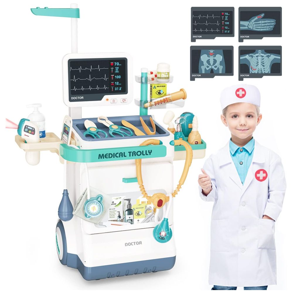 Little Angel Kids Toys Doctor Medical Trolley Play Set