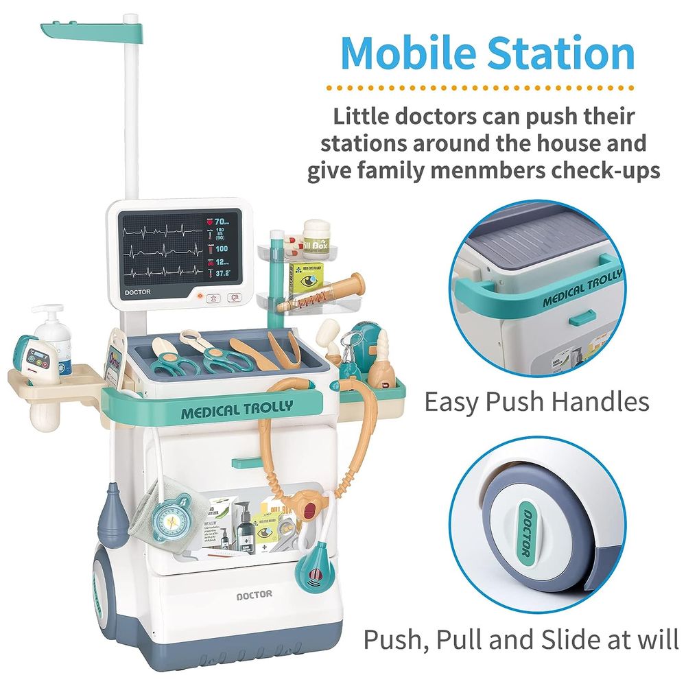 Little Angel Kids Toys Doctor Medical Trolley Play Set