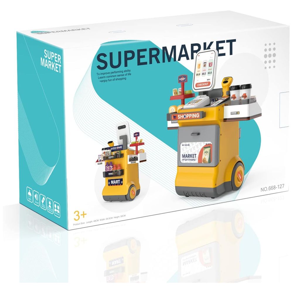 Little Angel Kids Smart Shopping Cart Toy With Scanner - 48Pcs