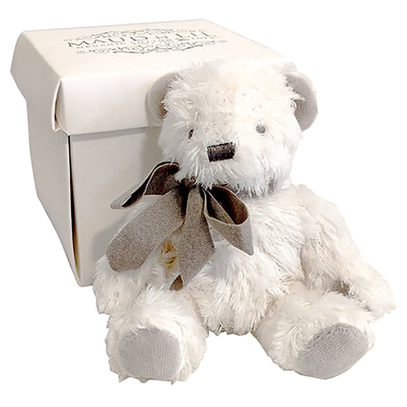 Maud n Lil - Organic Mini Teddy Bear in Gift Box - White/Grey