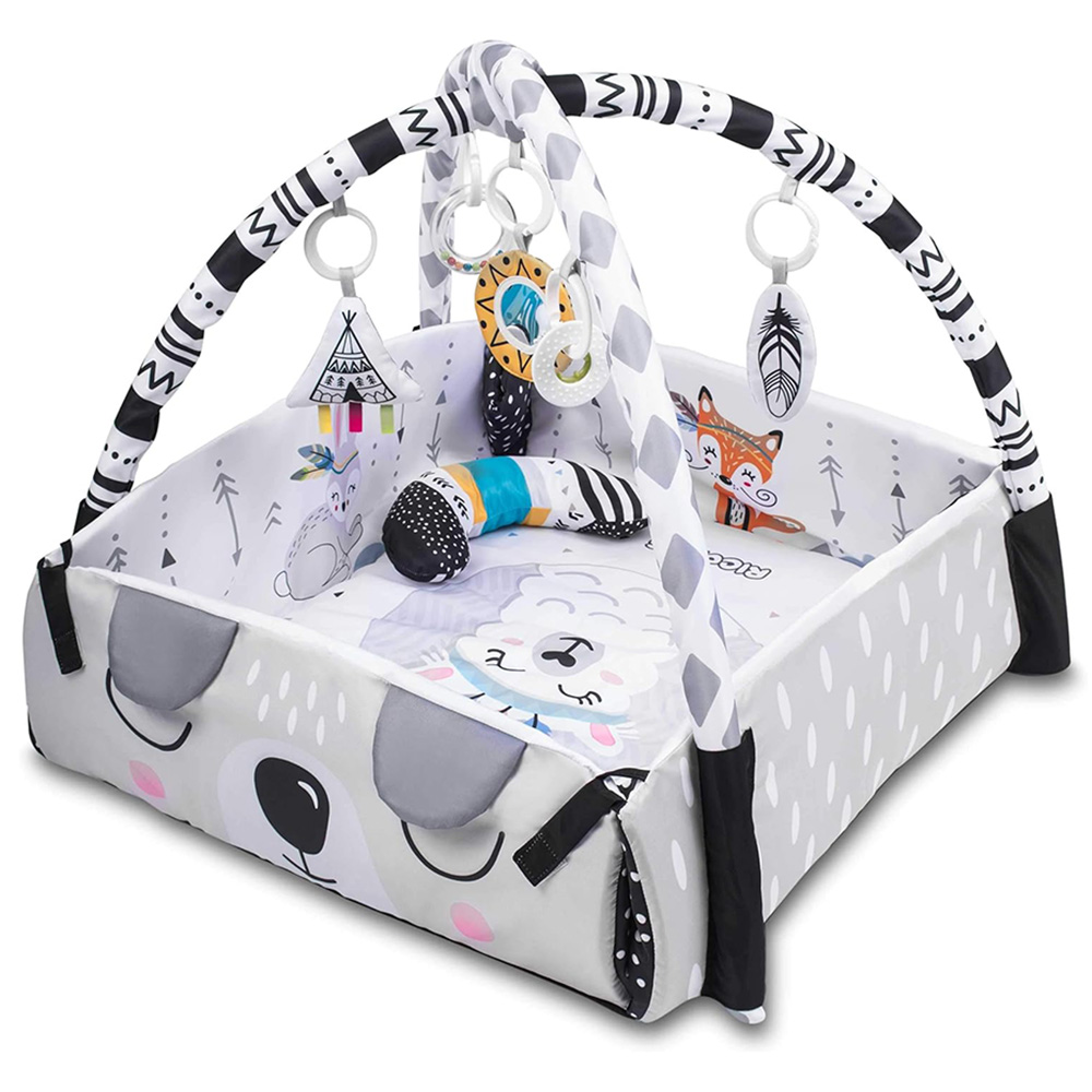 Little Angel Baby Play Mat Activity Gym With Hanging Toys - Grey