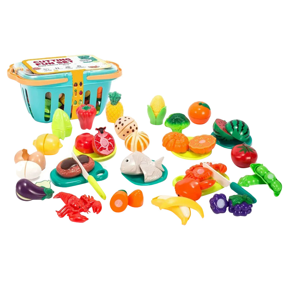 Little Angel Kid's Fruits & Vegetables In Basket Toy Set - 33pcs