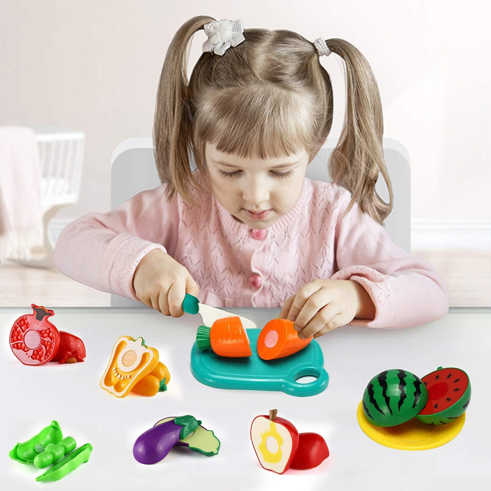 Little Angel Kid's Fruits & Vegetables In Basket Toy Set - 33pcs