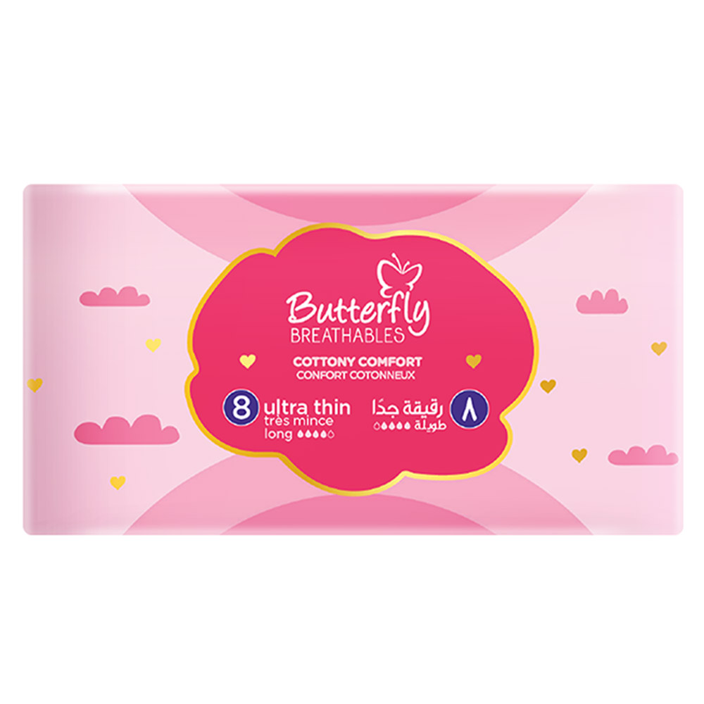 Butterfly - Ultra Thin Cottony Comfort Long Pads - 8pcs