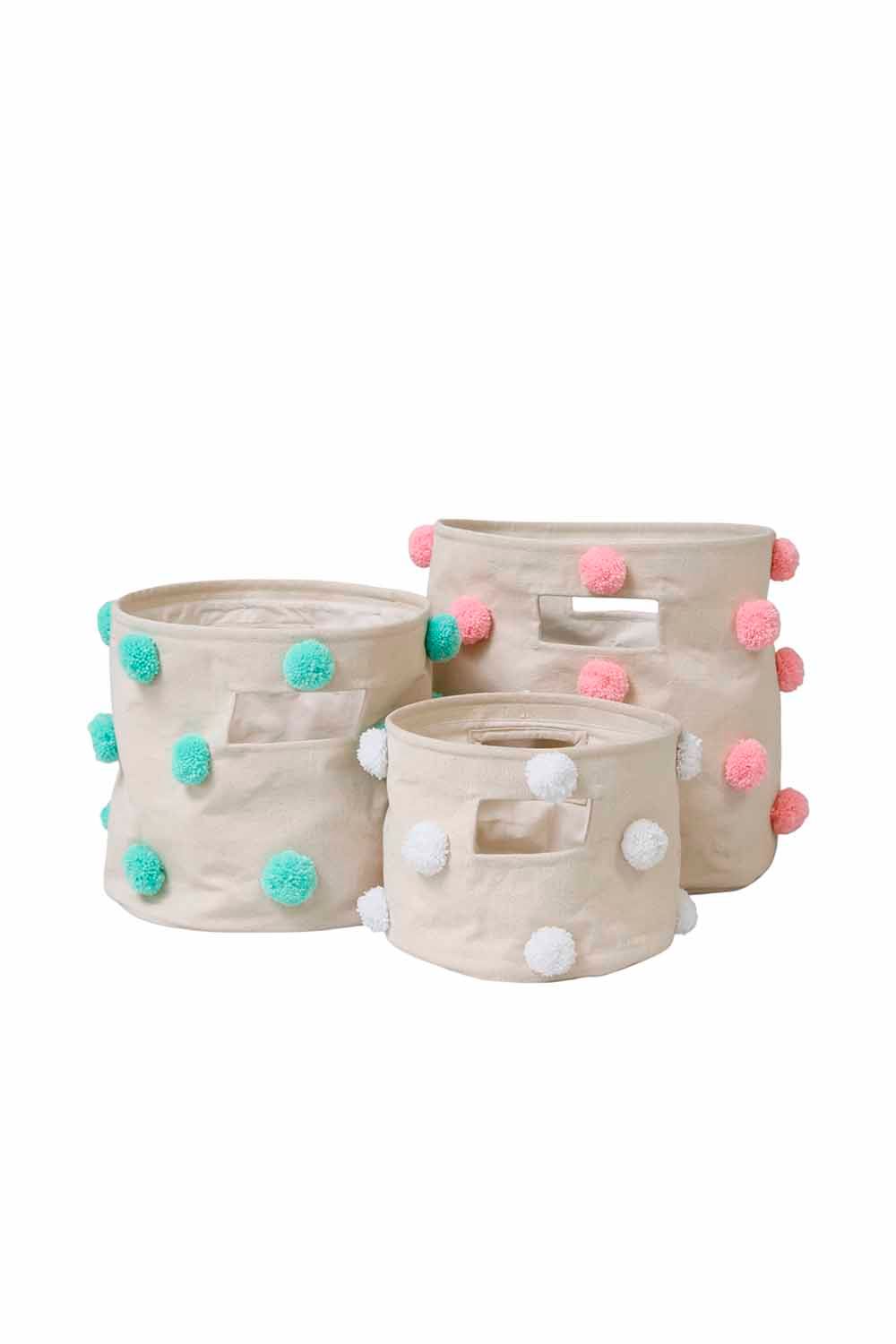 Mi Dulce An'ya Pompom Round Storage Basket -3pc Set