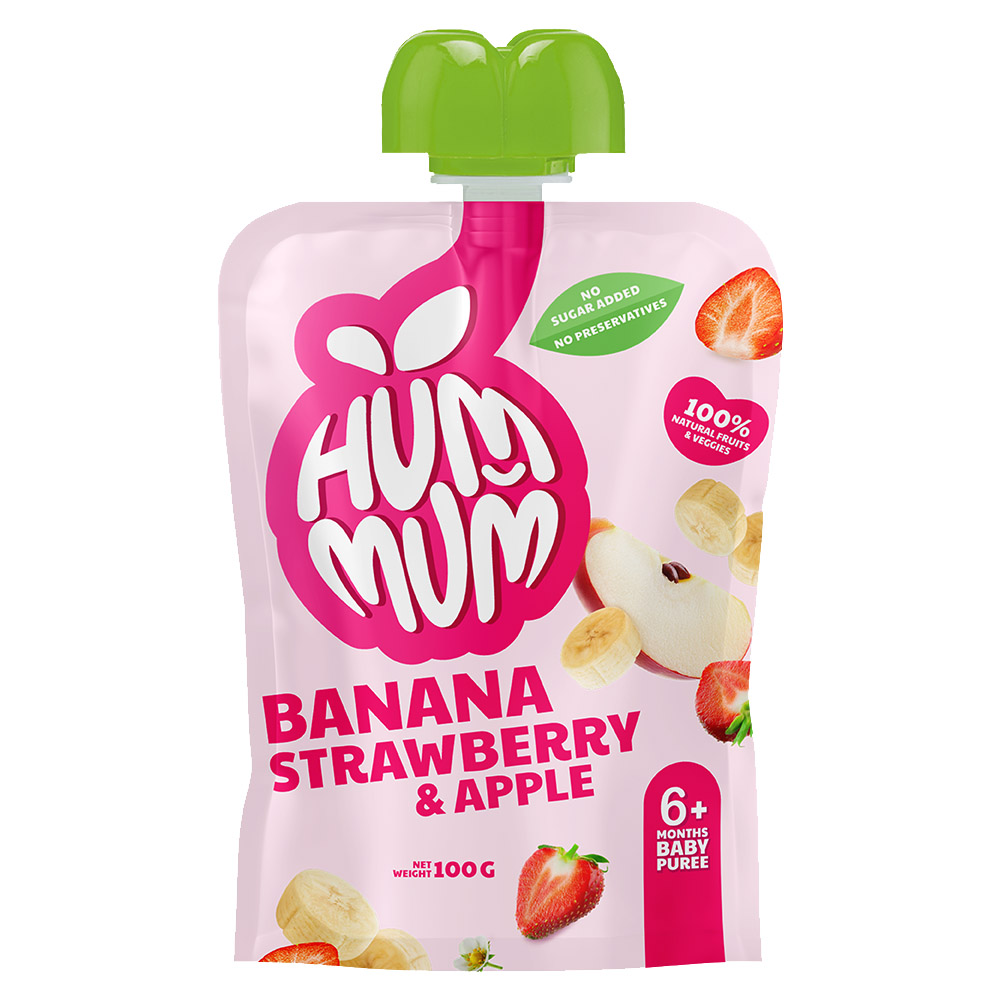Hummum - Baby Puree - Strawberry With Apple And Banana - 100 g