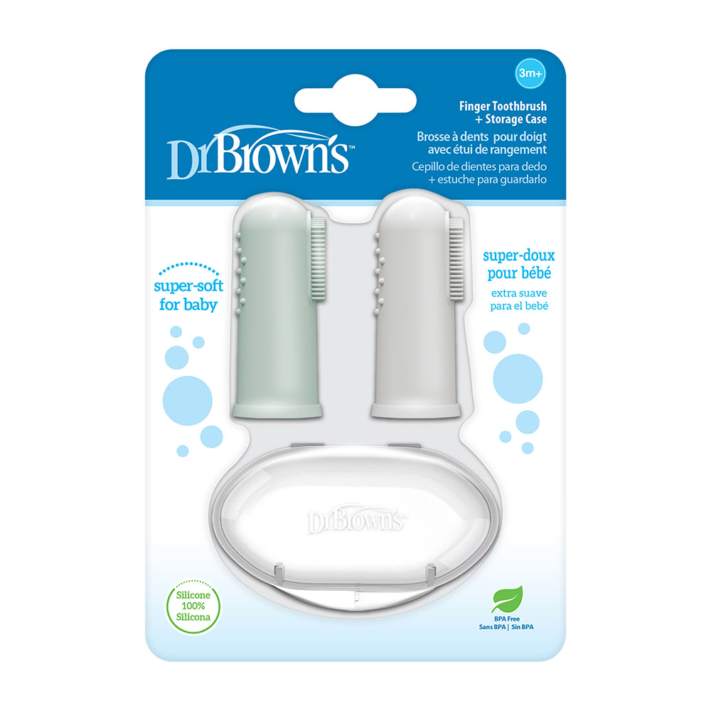 Dr. Browns - Silicone Finger Toothbrush With Case - 2 Pc Set