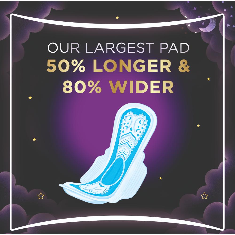 Always Dreamzz Pad Clean & Dry Maxi Thick, Night Long Sanitary Pads with Wings 20 Count