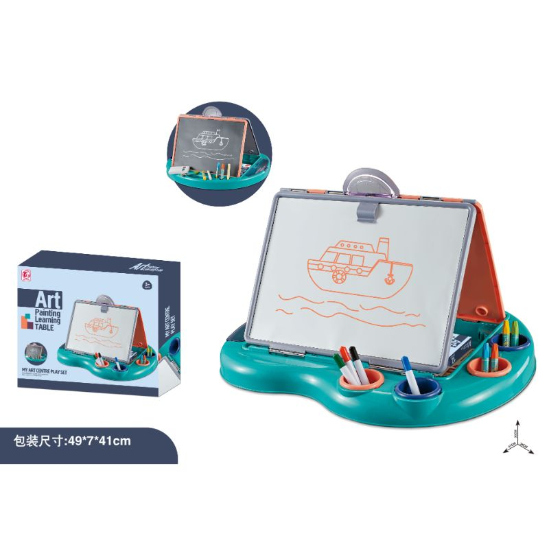 Little Learners - 2-In-1 Double-Sided Art Table With Whiteboard And Blackboard