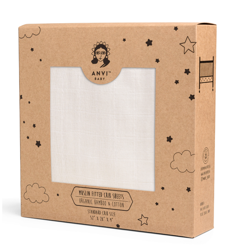 Anvi Baby Organic Bamboo Muslin Fitted Sheet - White