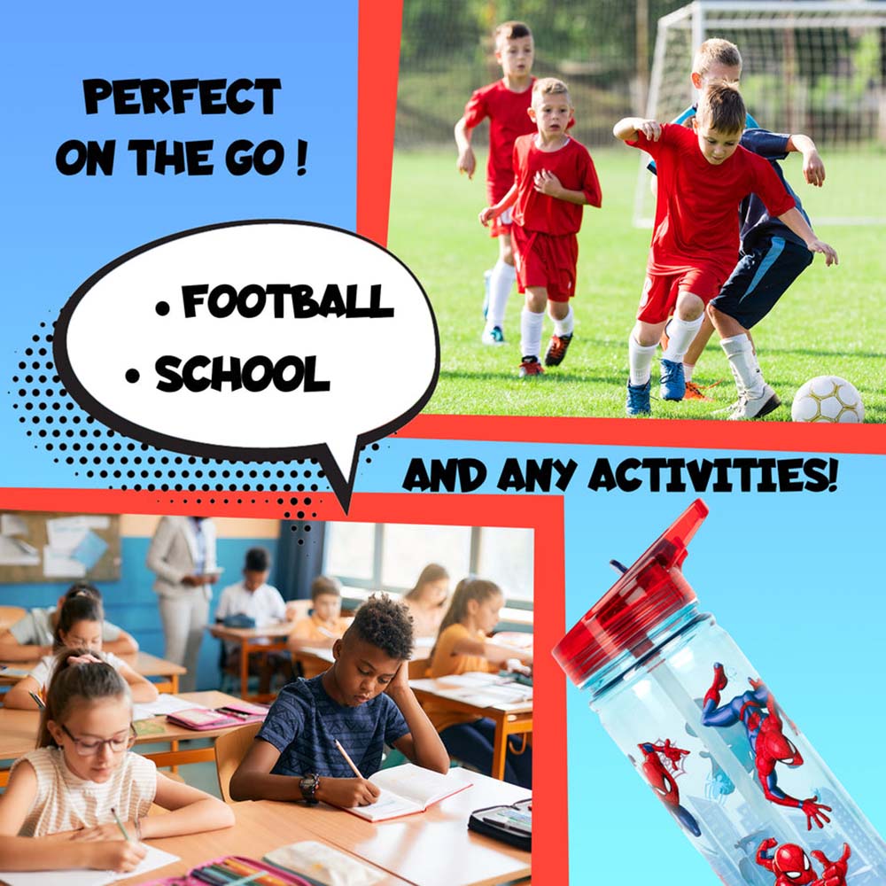 Fringoo - Plastic Bottle With Straw - Spiderman- 580 ml