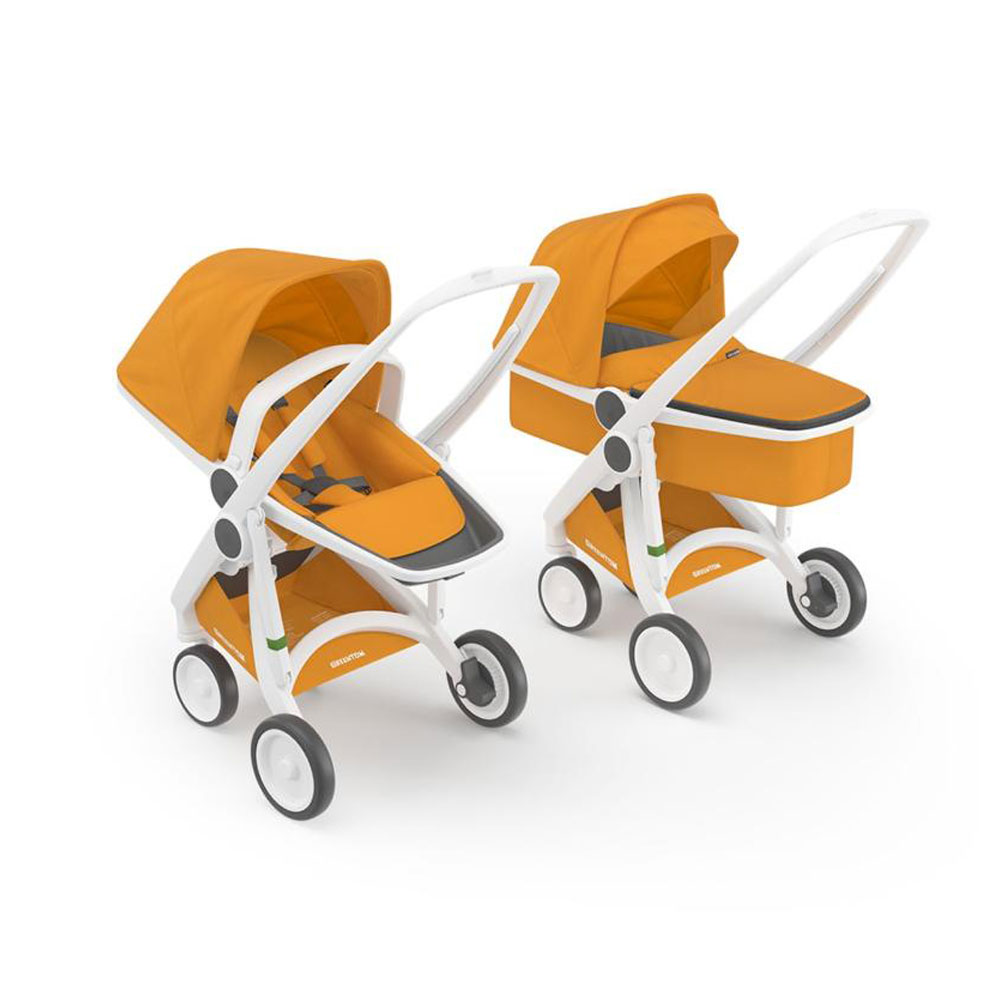 Greentom - Eco 2-in-1 Carrycot + Reversible Seat Stroller - White-Sunflower