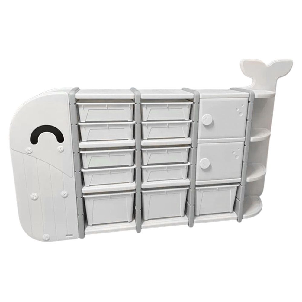 Megastar - Whale-Themed Multi-Drawer Kids Storage Cabinet With Shelves - Grey