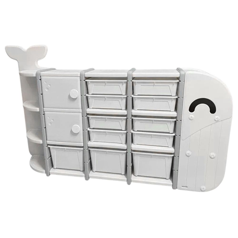 Megastar - Whale-Themed Multi-Drawer Kids Storage Cabinet With Shelves - Grey