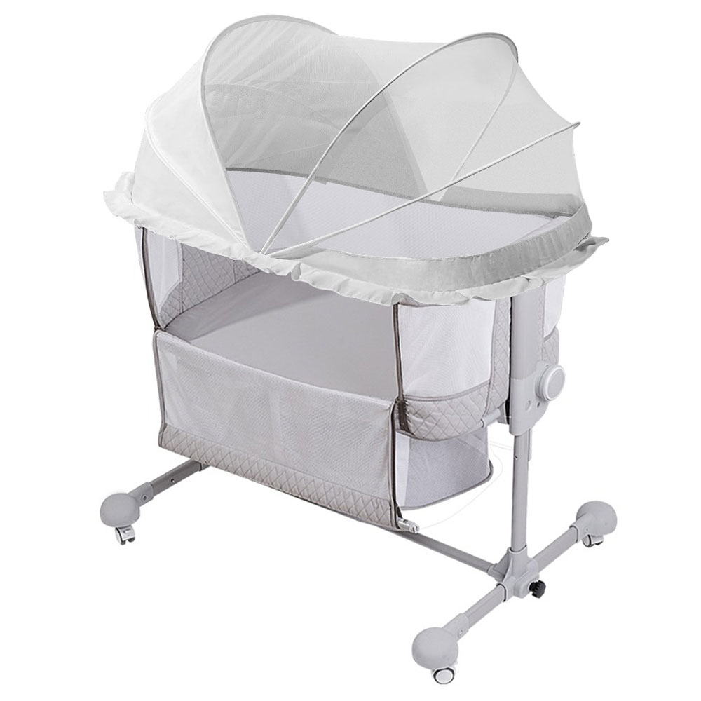 Sunveno Bedside Cot And Crib with Mosquito Net - Grey