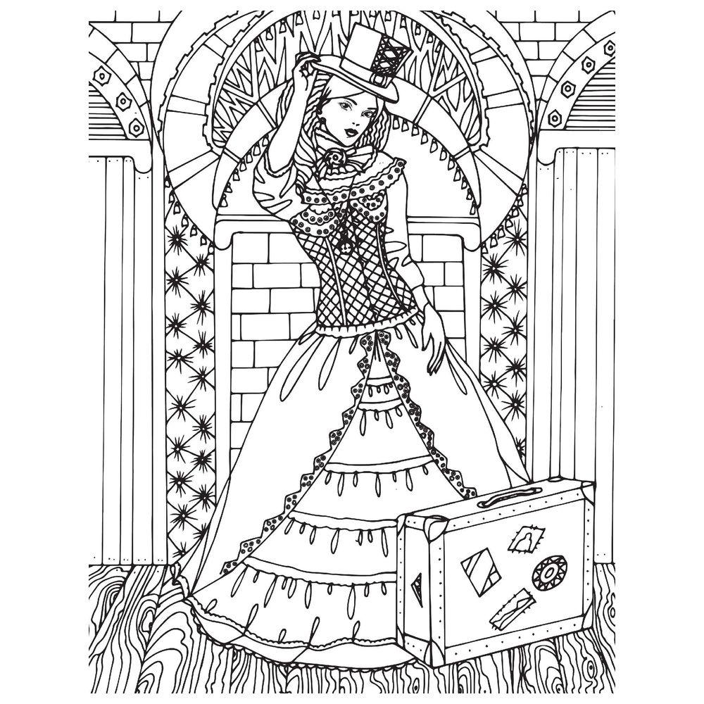 Victorian Fashion Colouring Book for Adults