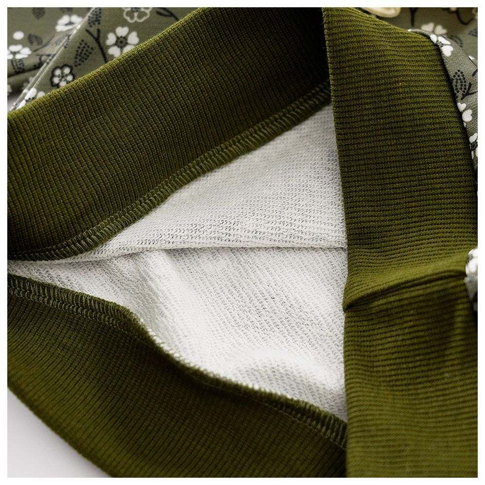 Sugar Rush - Floral Round Neck Full Sleeves Sweatshirt - Green