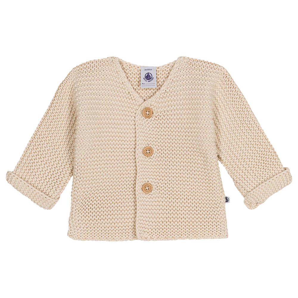 Petit Bateau - Baby's Moss Stitch Knit Cardigan - Ecru