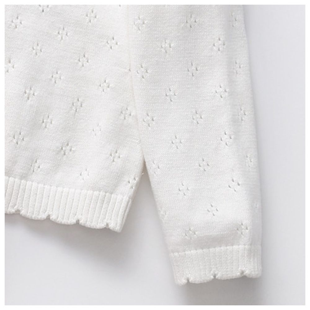 Sugar Rush - Embellished Round Neck Full Sleeves Jacket - White