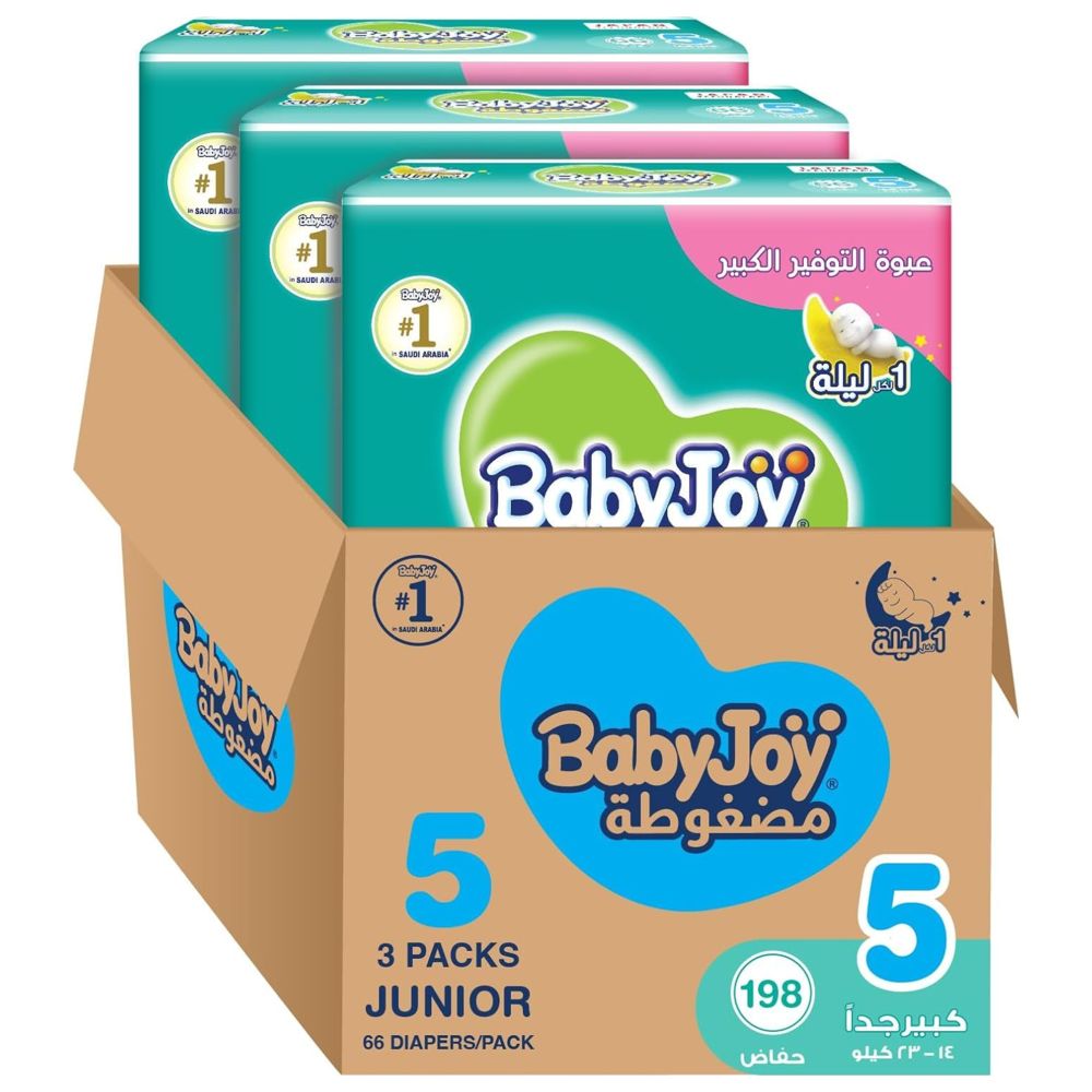 BabyJoy Compressed Diaper Giant Pack Junior - 14-25kg - Pack of 3 - 198pcs