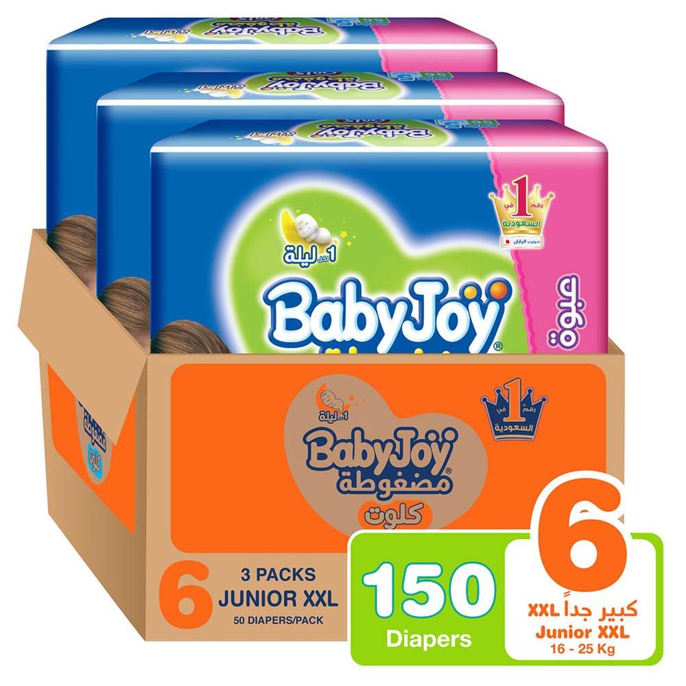 Babyjoy Cullotte Diaper Pants- Giant Pack Junior XXL- Size 6-16 - 23 kg- 150 Pcs
