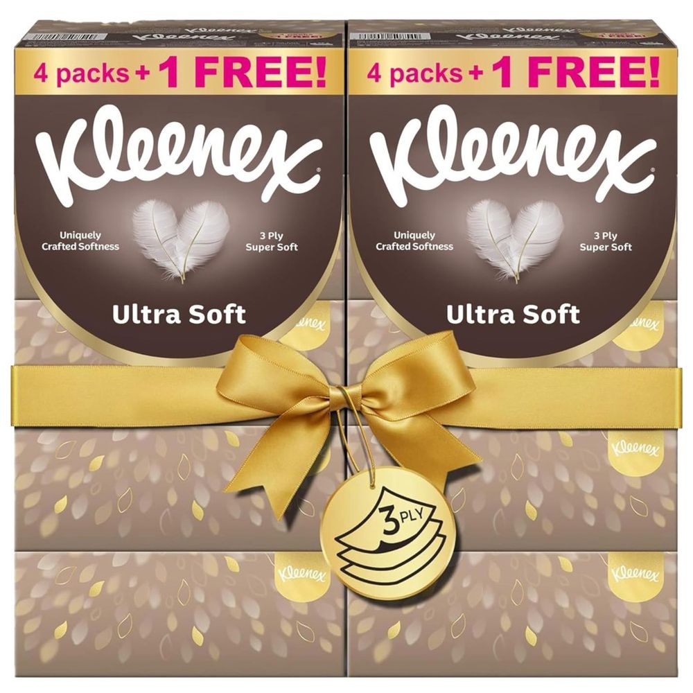 Kleenex - Ultra Soft Premium Facial Tissues, Pack of 10 Boxes 96 Sheets X 3 Ply
