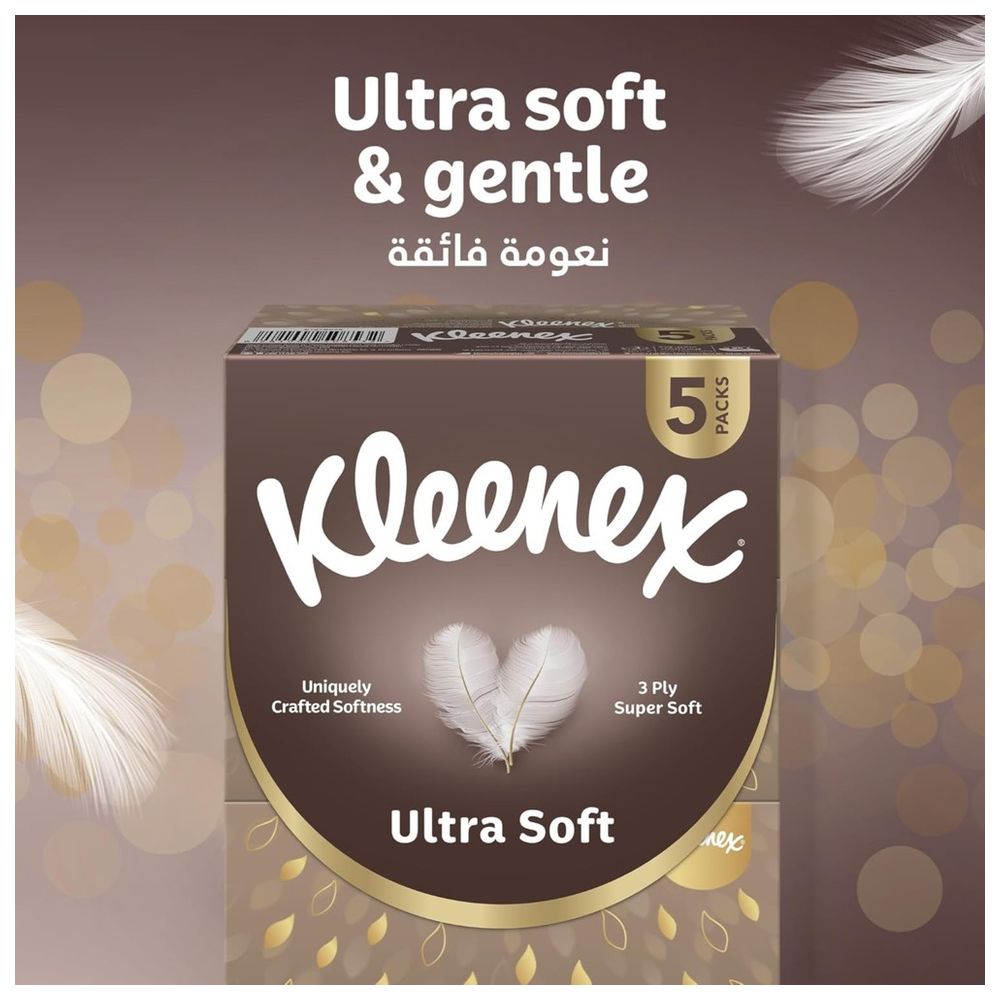 Kleenex - Ultra Soft Premium Facial Tissues, Pack of 10 Boxes 96 Sheets X 3 Ply