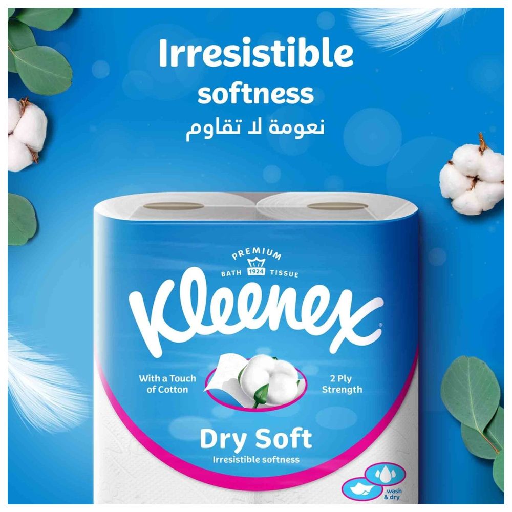 Kleenex - Dry Soft Toilet Tissue Paper, 2 PLY, 20 Rolls x 200 Sheets, Embossed Bathroom Tissue with a Touch Of Cotton
