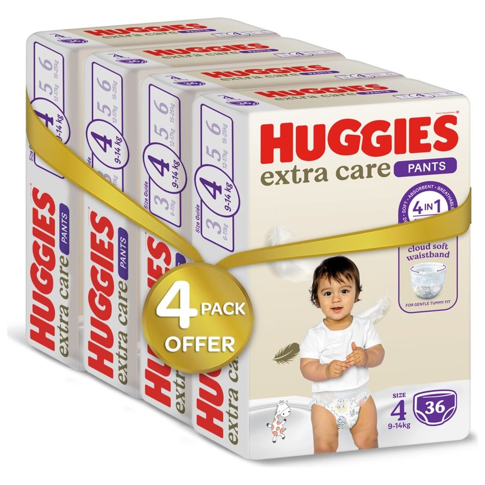 Huggies - Extra Care Culottes, Size 4, 9-14 kg, Super Mega Pack, 144 Diaper Pants