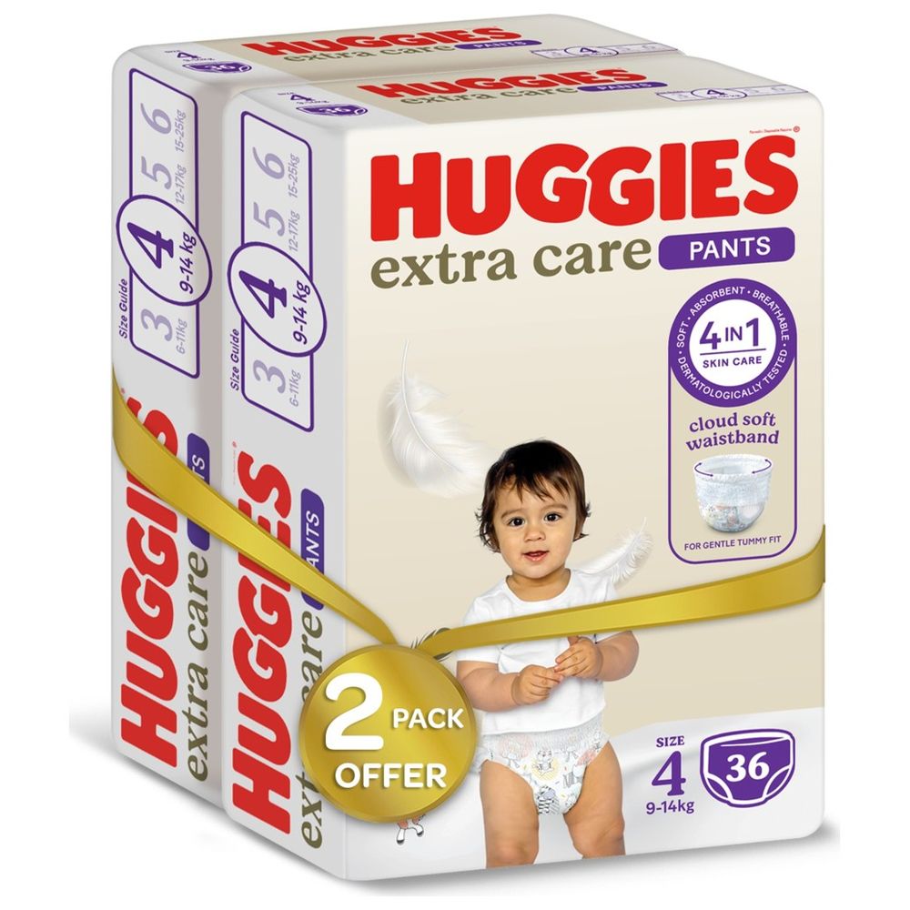 Huggies Extra Care Culottes, Size 4, 9-14 kg, Mega Pack, 72 Diaper Pants