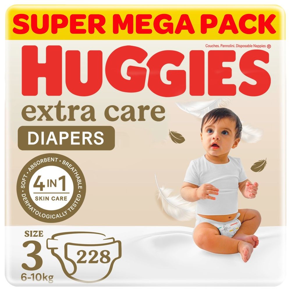 Huggies Extra Care, Size 3, 4 - 9 kg, Super Mega Pack, 228 Diapers