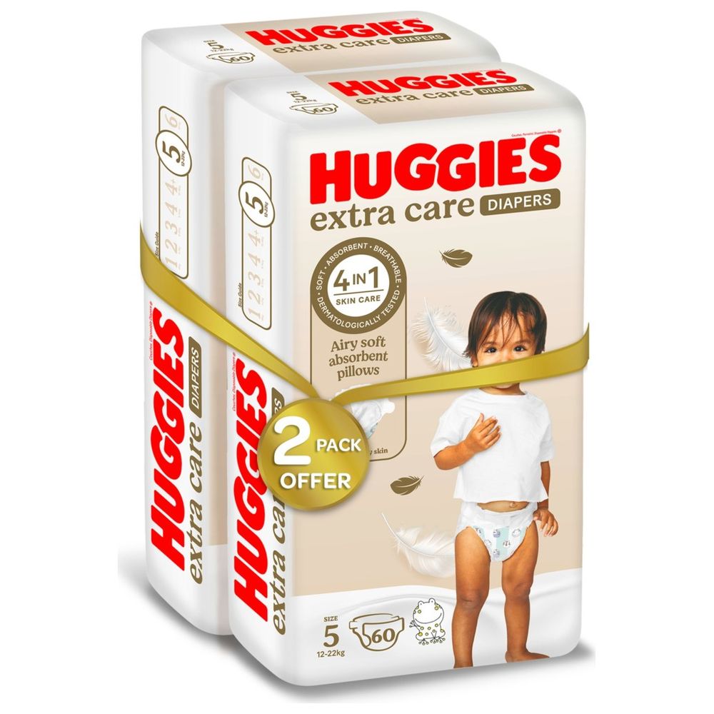 Huggies Extra Care, Size 5, 12 -22 kg, Twin Jumbo Pack, 120 Diapers