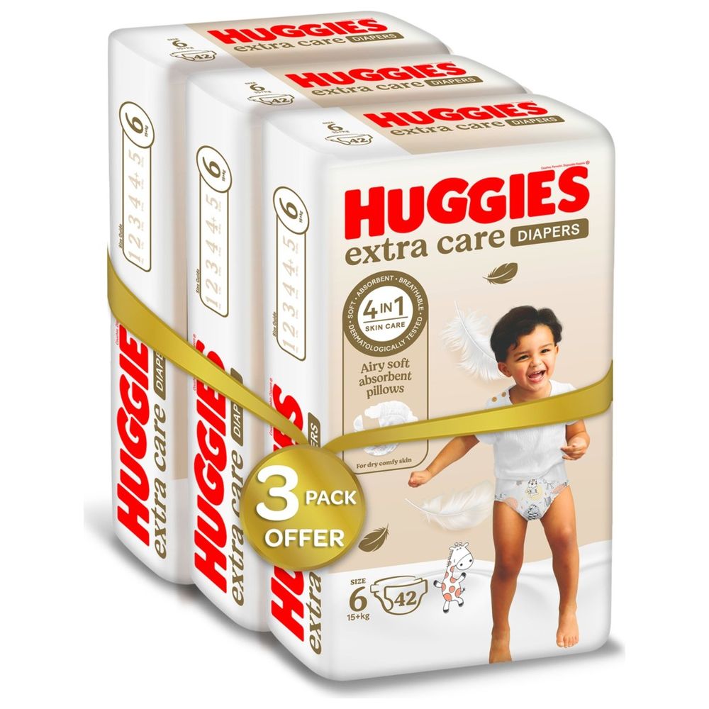Huggies Extra Care, Size 6, 15+ kg, Super Mega Pack, 126 Diapers