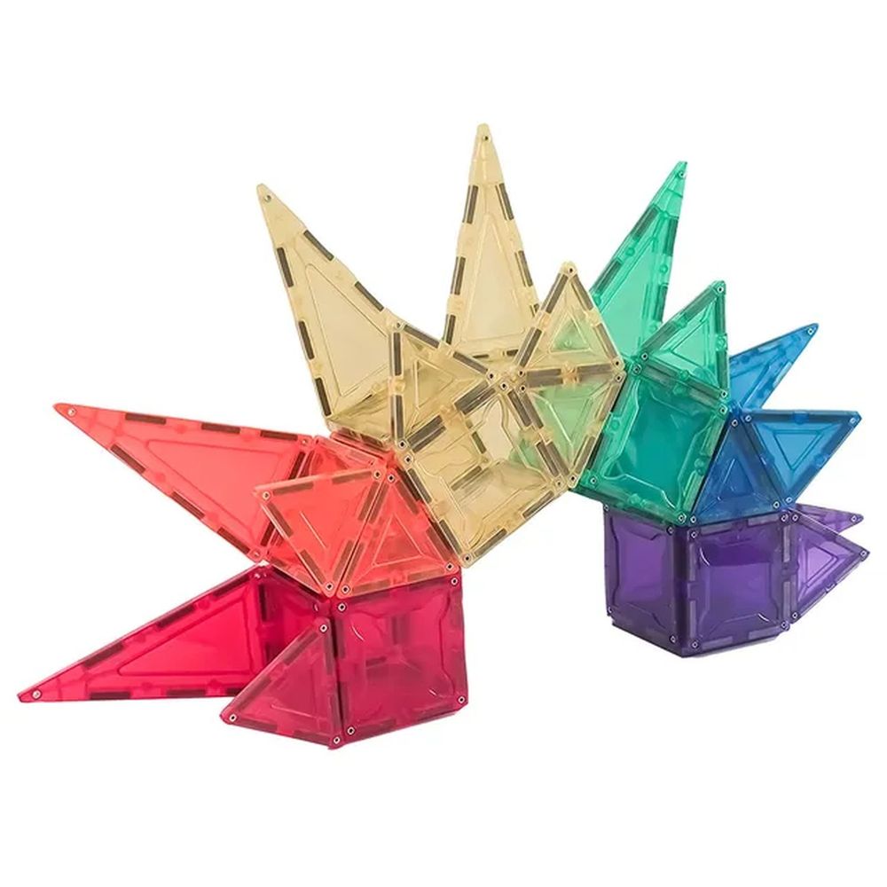 Simply Mags - Vivid Magnetic Tiles - 36pcs With Magnetic Blocks - 12pcs