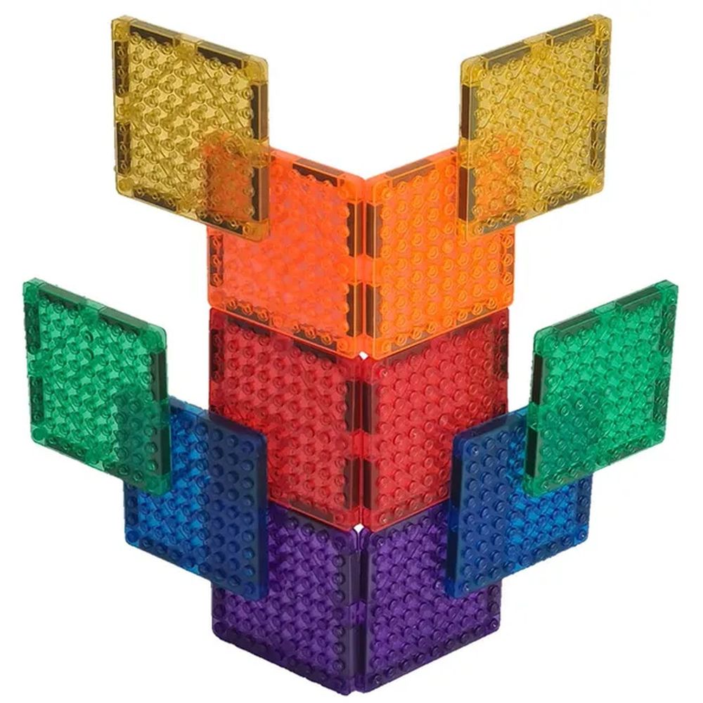 Simply Mags - Vivid Magnetic Tiles - 36pcs With Magnetic Blocks - 12pcs