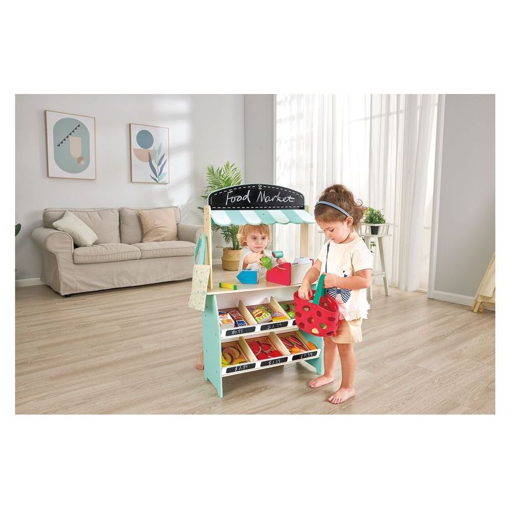 Hape Wooden Farmers Market Stall Playset With Accessories