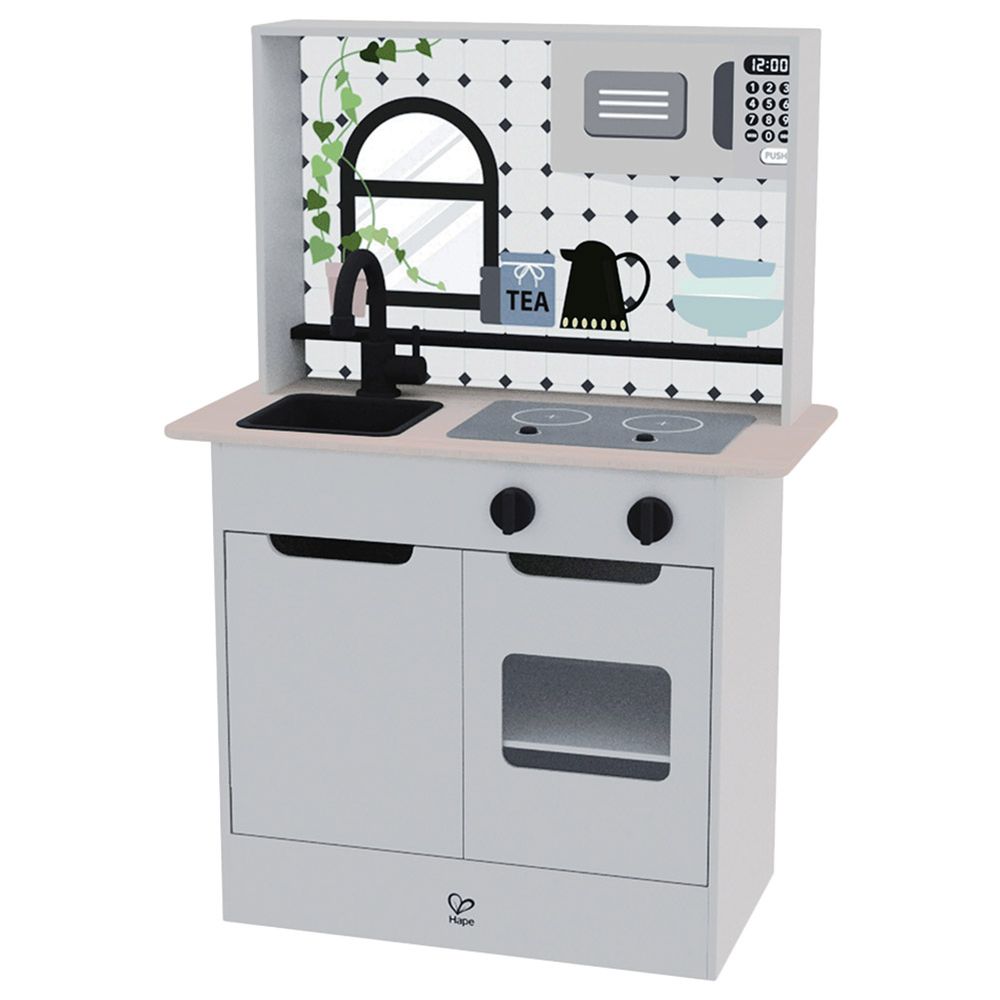 Hape Light & Sound Kitchen Playset With Accessories - Grey