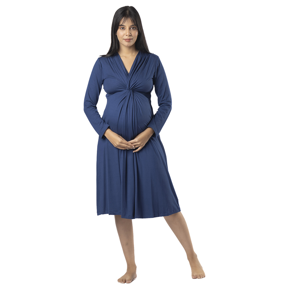 Block Hop - Knotted Dress - Blue